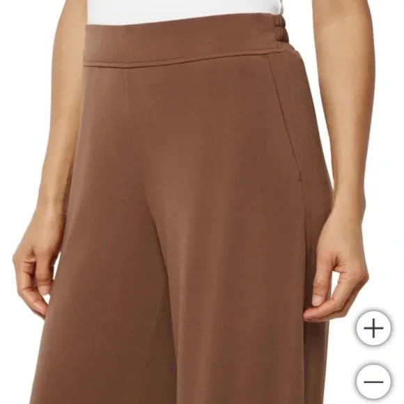 NWT Three Dots Women's Pull-On wide leg brown Pant - Picture 4 of 8